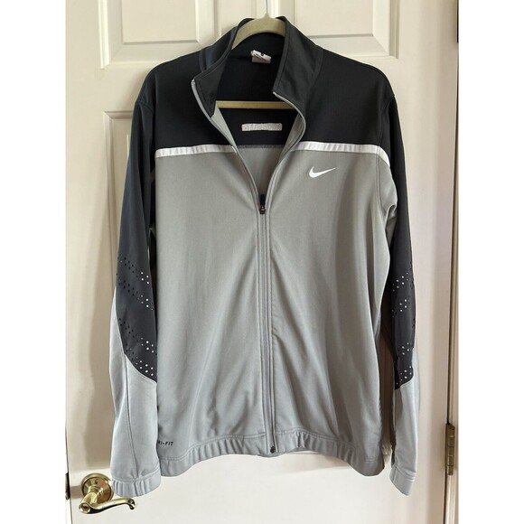 Nike Elite Basketball Full Zip Jacket Mens Size Large Dri Fit Gray Black - Picture 1 of 11